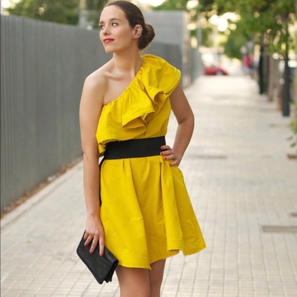 lanvin one shoulder dress